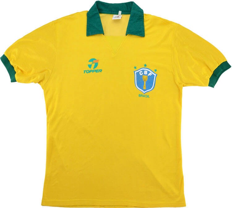 Tailandia Camiseta Brasil Topper 1ª Kit Retro 1988 Amarillo